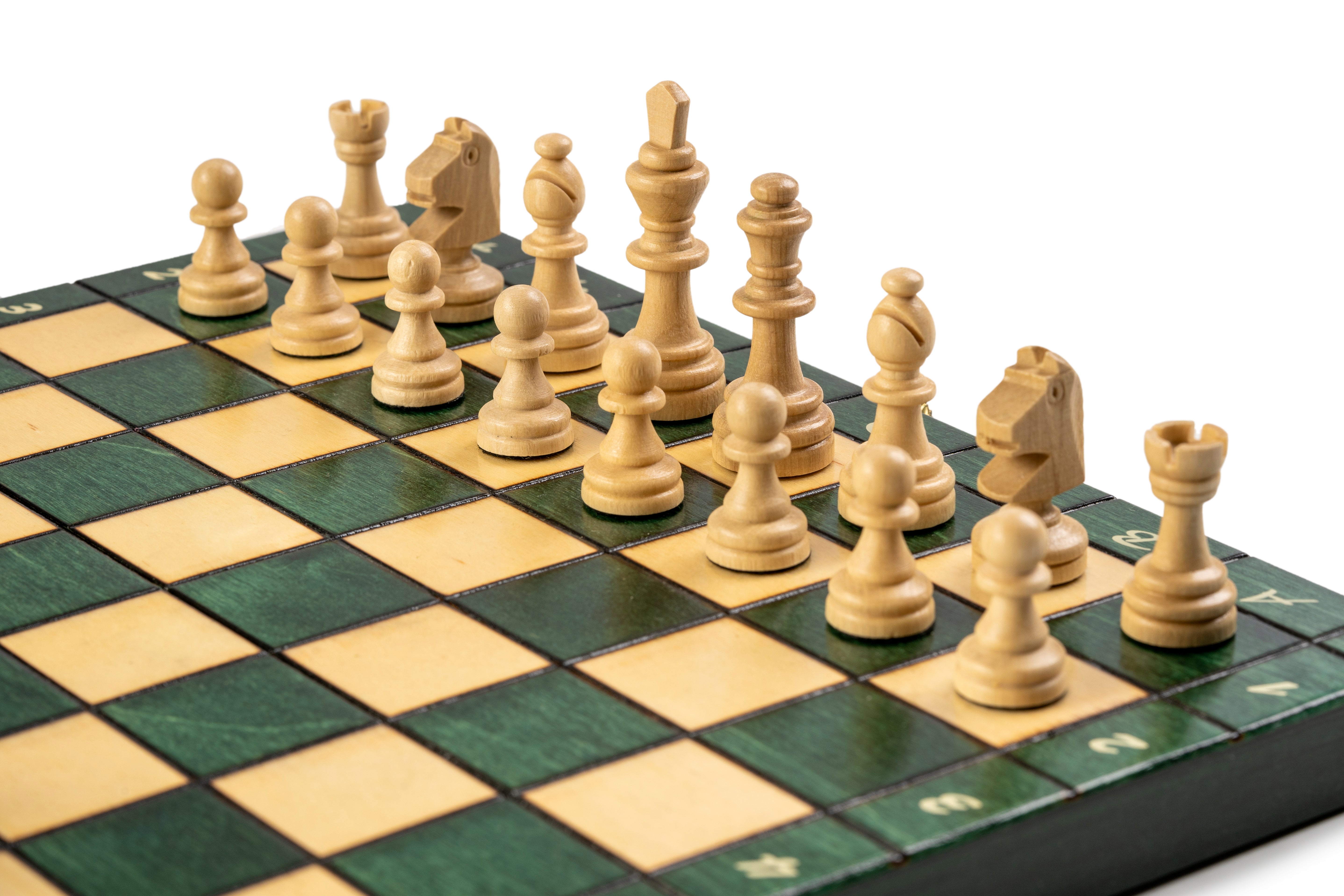 Jeu d'échecs MAGNETIQUE Vert en bois de charme, pliant, de petite taille (28 x 28cm) - Ensemble Complet, couleur verte - Jeu d'échecs MAGNETIQUE Vert en bois de charme, pliant, de petite taille (28 x 28cm) - Ensemble Complet, couleur verte