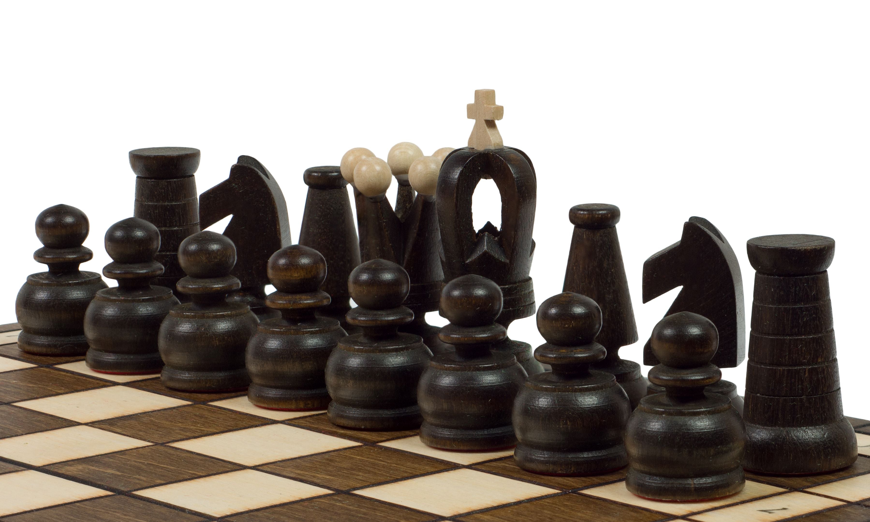 Jeu d'Echecs ROYAL MINI en bois de charme et de hêtre, de petite taille (27 x 27cm) - Ensemble Complet - Jeu d'Echecs ROYAL MINI en bois de charme et de hêtre, de petite taille (27 x 27cm) - Ensemble Complet