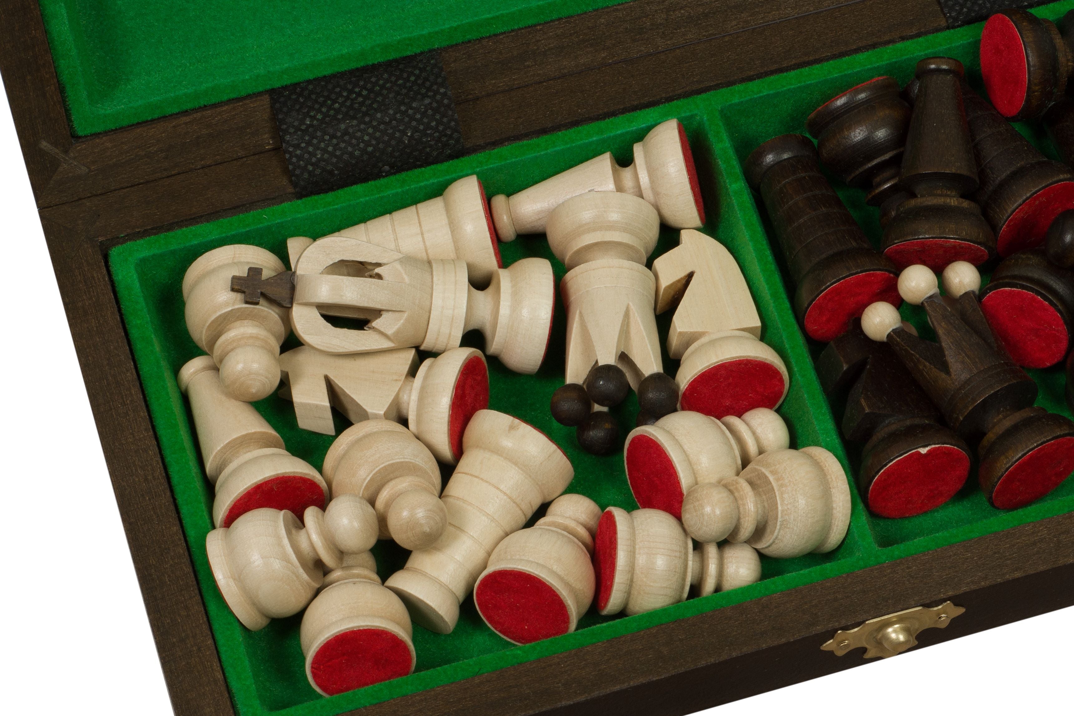 Jeu d'Echecs ROYAL MINI en bois de charme et de hêtre, de petite taille (27 x 27cm) - Ensemble Complet - Jeu d'Echecs ROYAL MINI en bois de charme et de hêtre, de petite taille (27 x 27cm) - Ensemble Complet
