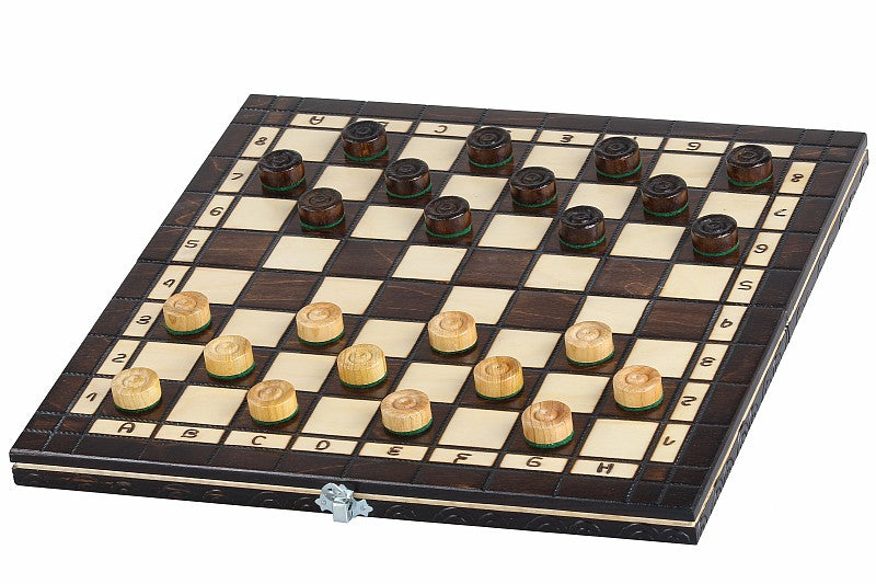 Jeu d'Echecs et de Dames Pliant en bois de cerisier, de petite taille (35 x 35cm) - Ensemble comprenant deux jeux pour deux joueurs - Jeu d'Echecs et de Dames Pliant en bois de cerisier, de petite taille (35 x 35cm) - Ensemble comprenant deux jeux pour deux joueurs