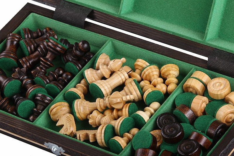 Jeu d'Echecs et de Dames Pliant en bois de cerisier, de petite taille (35 x 35cm) - Ensemble comprenant deux jeux pour deux joueurs - Jeu d'Echecs et de Dames Pliant en bois de cerisier, de petite taille (35 x 35cm) - Ensemble comprenant deux jeux pour deux joueurs