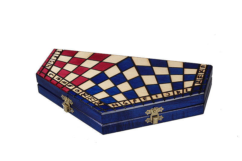 Jeu d'échecs en bois YALTA 3 Joueurs de petite taille (32 x 28 cm) - jeu tricolore - Jeu d'échecs en bois YALTA 3 Joueurs de petite taille (32 x 28 cm) - jeu tricolore