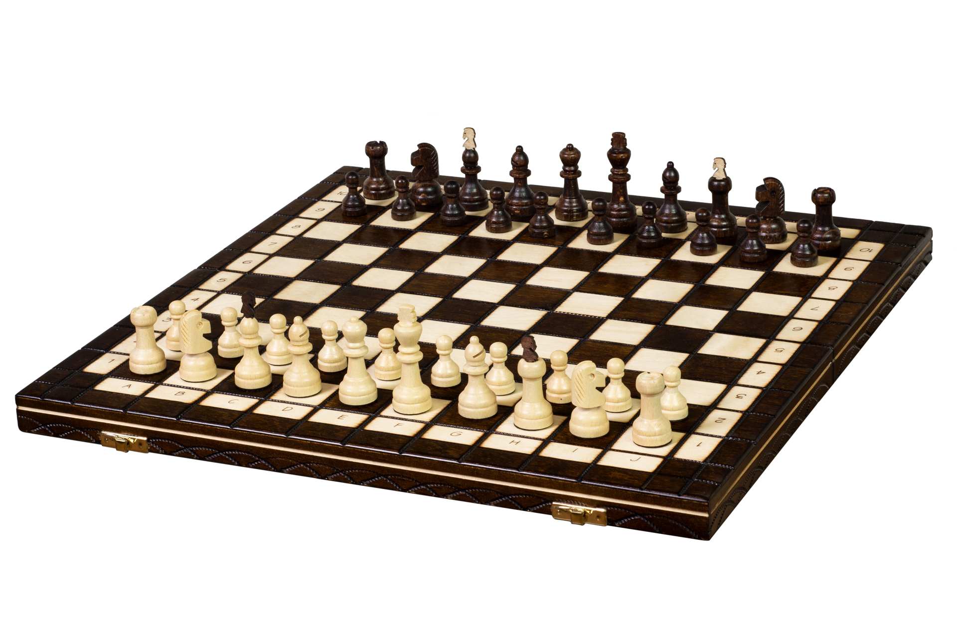 Jeu d'échecs Capablanca + Jeu de Dames, pliant en bois, de taille moyenne (40 x 40cm) - Ensemble Complet (variante du jeu d'échecs avec échiquier 10x10) - Jeu d'échecs Capablanca + Jeu de Dames, pliant en bois, de taille moyenne (40 x 40cm) - Ensemble Complet (variante du jeu d'échecs avec échiquier 10x10)