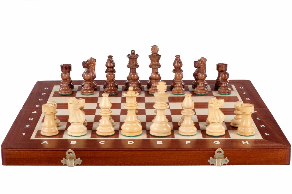 Jeu d'échecs de tournoi avec les pièces French en bois d'acacia et de buis de taille 5 (48x48cm) - L'ensemble complet - Jeu d'échecs de tournoi avec les pièces French en bois d'acacia et de buis de taille 5 (48x48cm) - L'ensemble complet