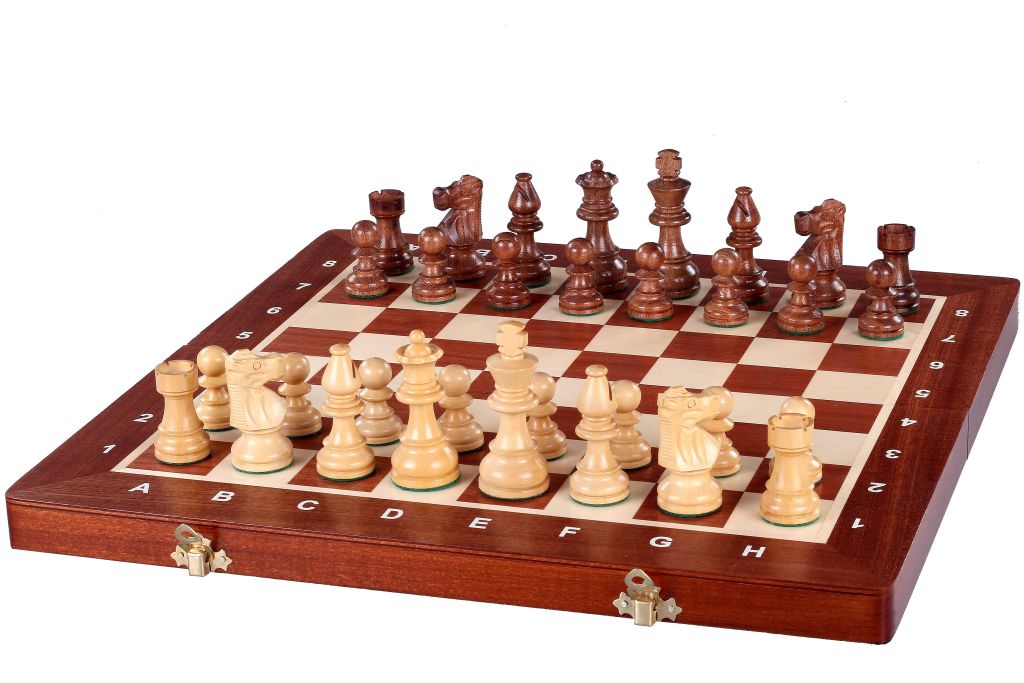 Jeu d'échecs de tournoi avec les pièces French en bois d'acacia et de buis de taille 5 (48x48cm) - L'ensemble complet - Jeu d'échecs de tournoi avec les pièces French en bois d'acacia et de buis de taille 5 (48x48cm) - L'ensemble complet