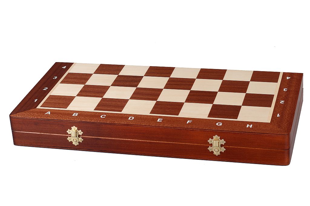 Jeu d'échecs de tournoi No 5 avec l'échiquier en marqueterie de bois d'acajou et sycomore + pièces d'échecs Staunton 5 ART, de taille 5 (48 x 48cm) - Ensemble Complet - 7b51a2cfa8bf11887897dc6ada7231f8
