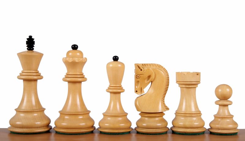 Pièces d'échecs Zagreb en bois de buis teinté et naturel - Taille 4,00'' - Pièces d'échecs Zagreb en bois de buis teinté et naturel - Taille 4,00''