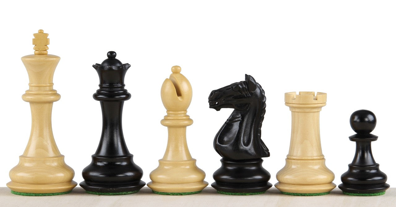 Pièces d'échecs Oxford en bois de buis teinté et naturel - Taille 4,00'' - Pièces d'échecs Oxford en bois de buis teinté et naturel - Taille 4,00''
