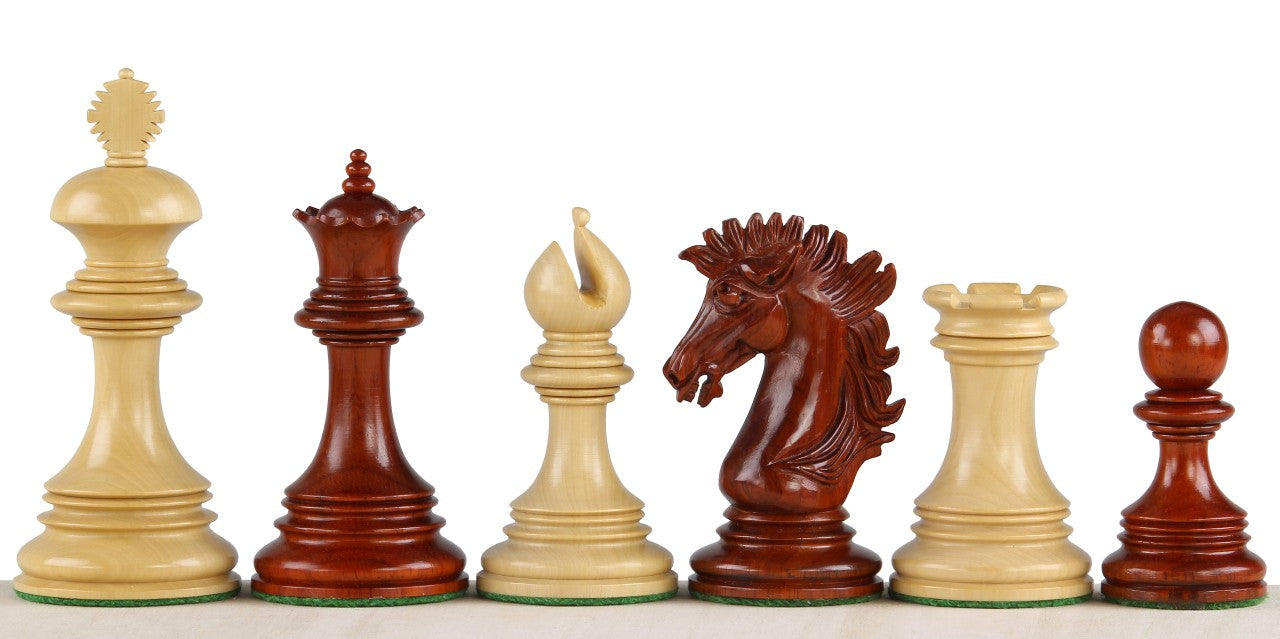 Pièces d'échecs Sunrise en bois de padouk et de buis - Taille 4,00'' - Pièces d'échecs Sunrise en bois de padouk et de buis - Taille 4,00''