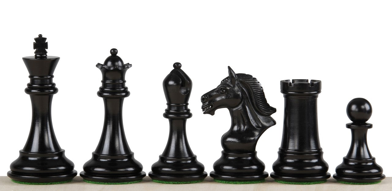 Pièces d'échecs Derby Ebony en bois d'ébène de buis - Taille 4,00'' - Pièces d'échecs Derby Ebony en bois d'ébène de buis - Taille 4,00''