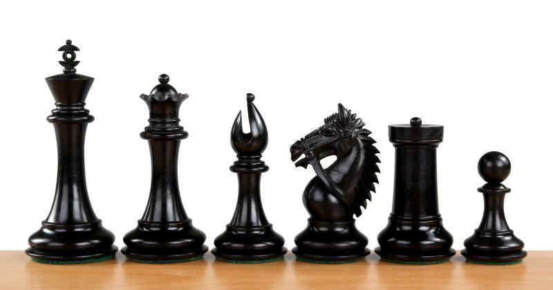 Pièces d'échecs Made in America Ebony en bois d'ébène et buis - Taille 4,00'' - Pièces d'échecs Made in America Ebony en bois d'ébène et buis - Taille 4,00''