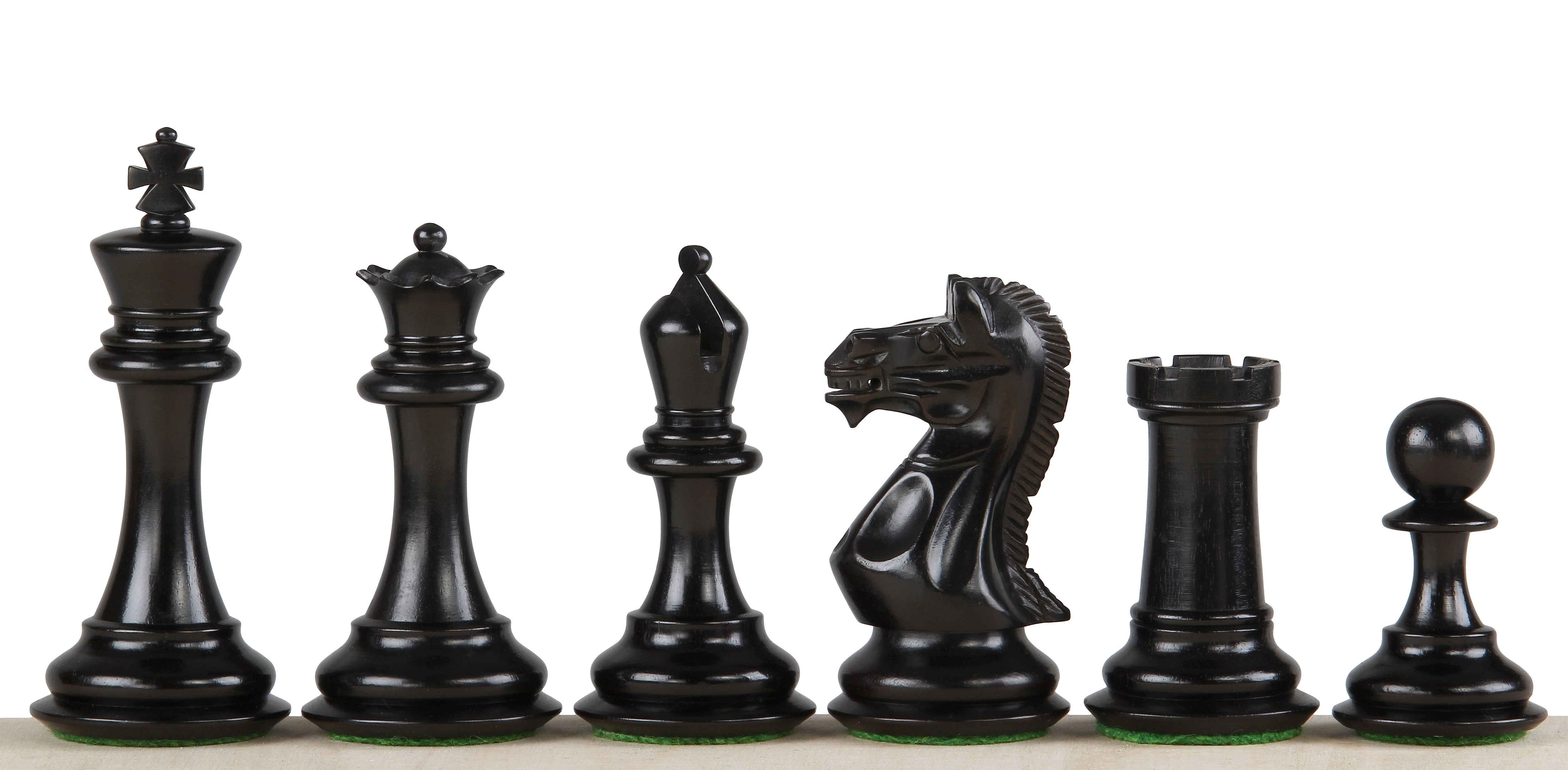 Pièces d'échecs Potish Head Ebony en bois d'ébène et de buis - Taille 3,75'' - Pièces d'échecs Potish Head Ebony en bois d'ébène et de buis - Taille 3,75''