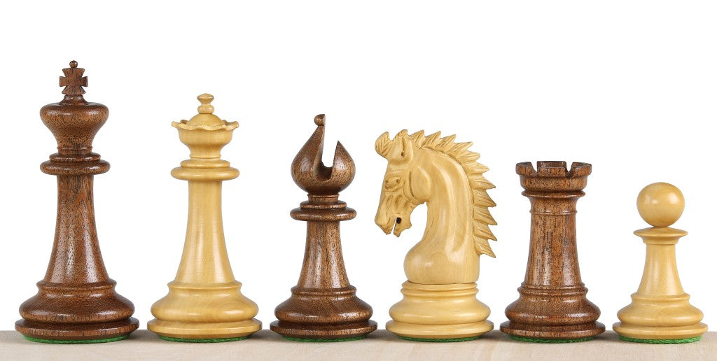 Pièces d'échecs Sheikh Acacia en bois d'acacia et de buis - Taille 4,00'' - Pièces d'échecs Sheikh Acacia en bois d'acacia et de buis - Taille 4,00''