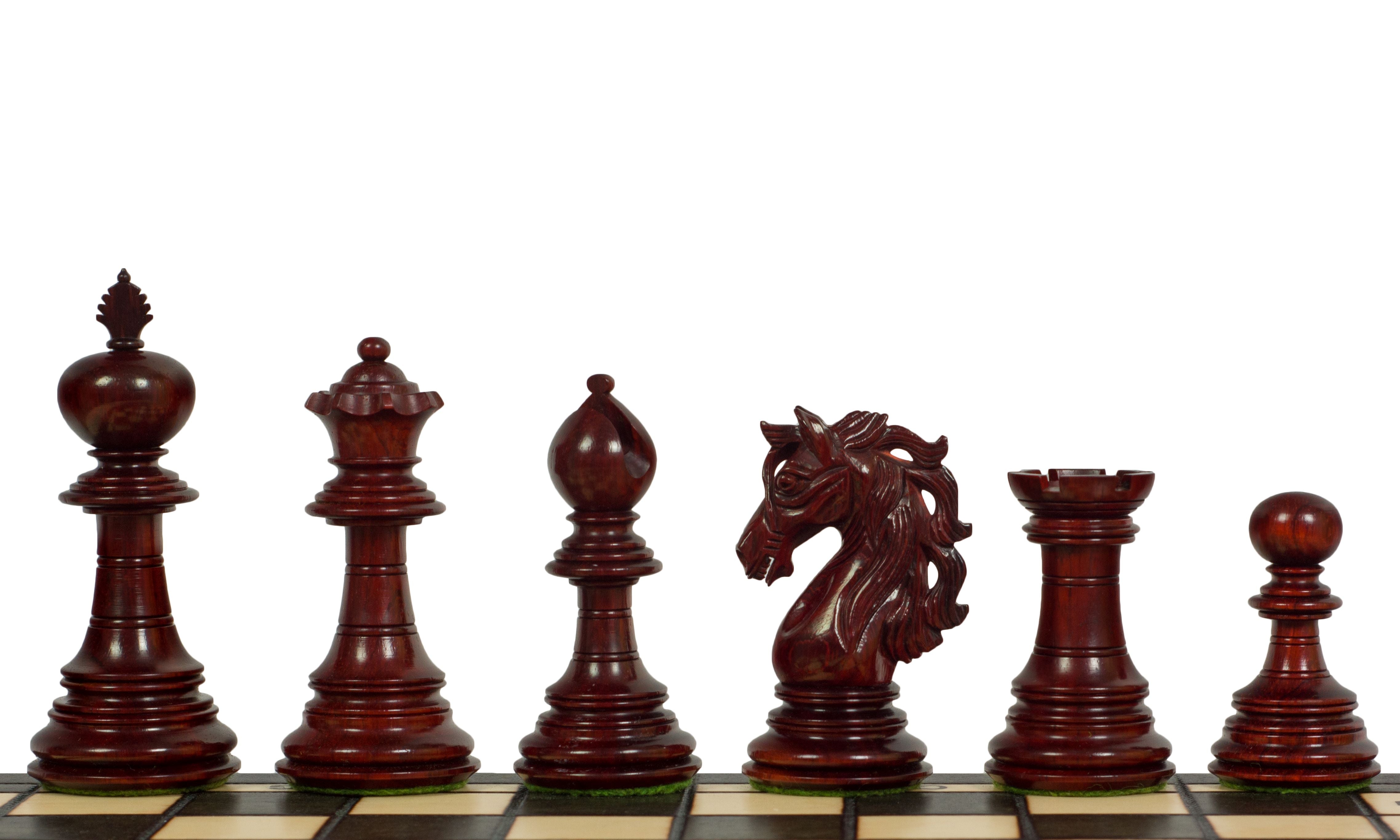 Pièces d'échecs Adios Redwood en bois de padouk et de buis - Taille 4,00'' - Pièces d'échecs Adios Redwood en bois de padouk et de buis - Taille 4,00''