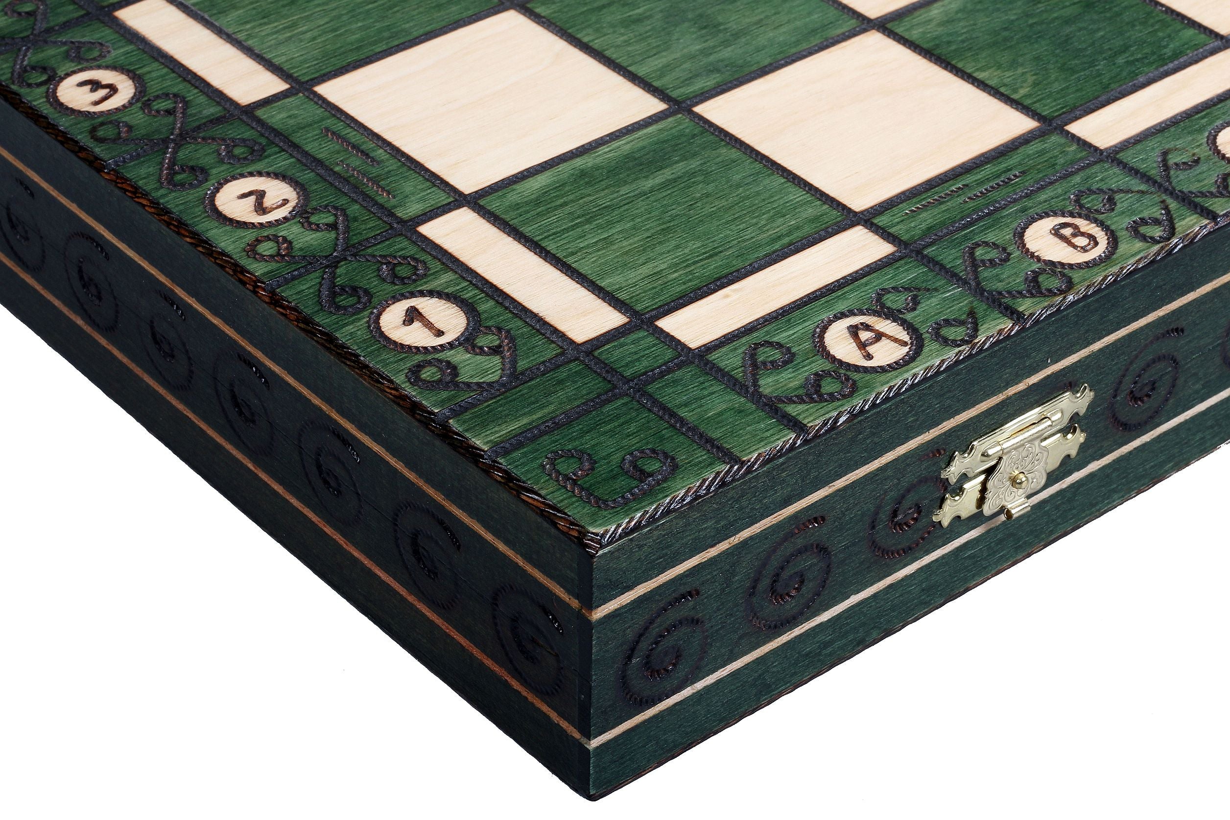 Jeu d'échecs AMBASSADEUR Green en bois de charme, de grande taille (54 x 54cm) - Ensemble Complet - Jeu d'échecs AMBASSADEUR Green en bois de charme, de grande taille (54 x 54cm) - Ensemble Complet