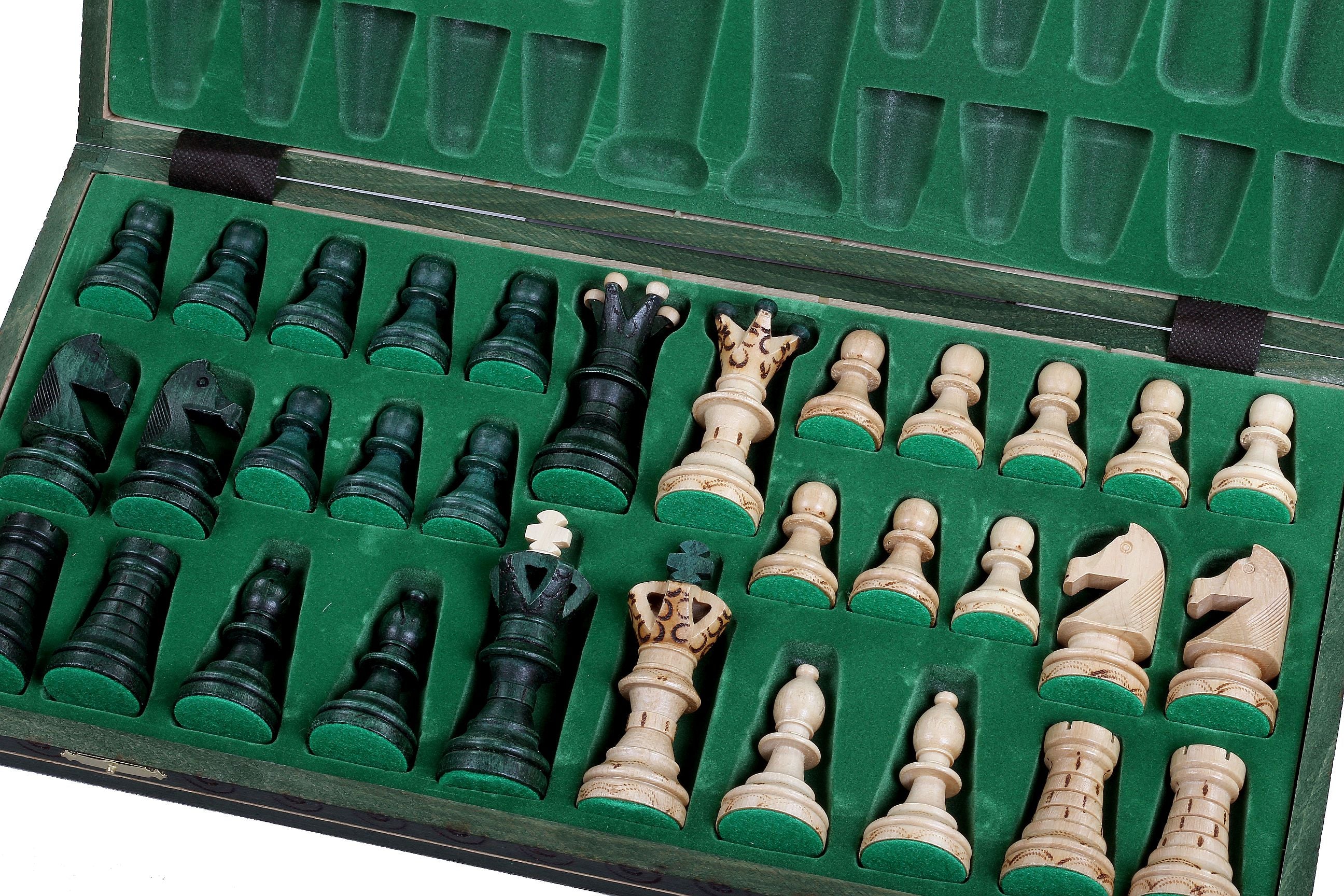 Jeu d'échecs AMBASSADEUR Green en bois de charme, de grande taille (54 x 54cm) - Ensemble Complet - Jeu d'échecs AMBASSADEUR Green en bois de charme, de grande taille (54 x 54cm) - Ensemble Complet