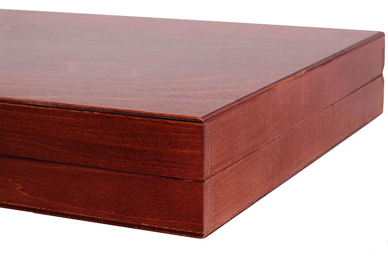 Coffret Luxe de bois pour rangement des pieces d'echecs de taille 5 - teinté en acajou - Coffret Luxe de bois pour rangement des pieces d'echecs de taille 5 - teinté en acajou