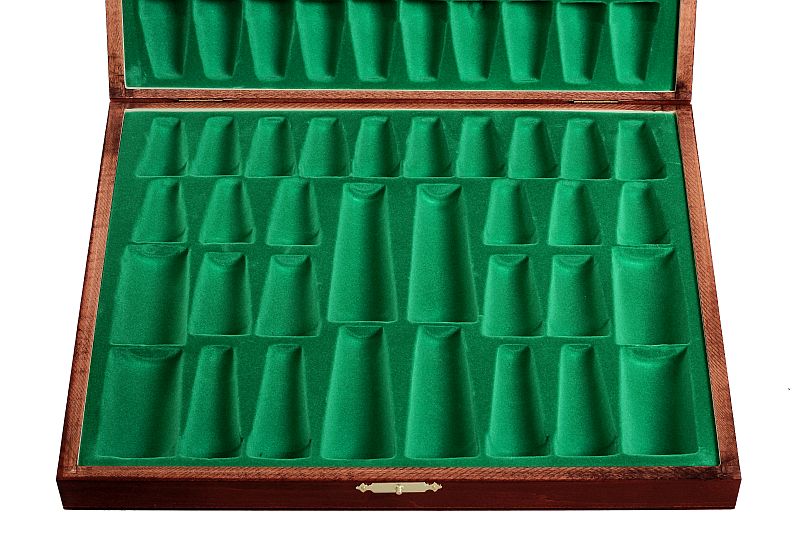 Coffret Luxe de bois pour rangement des pieces d'echecs de taille 5 - teinté en acajou - Coffret Luxe de bois pour rangement des pieces d'echecs de taille 5 - teinté en acajou