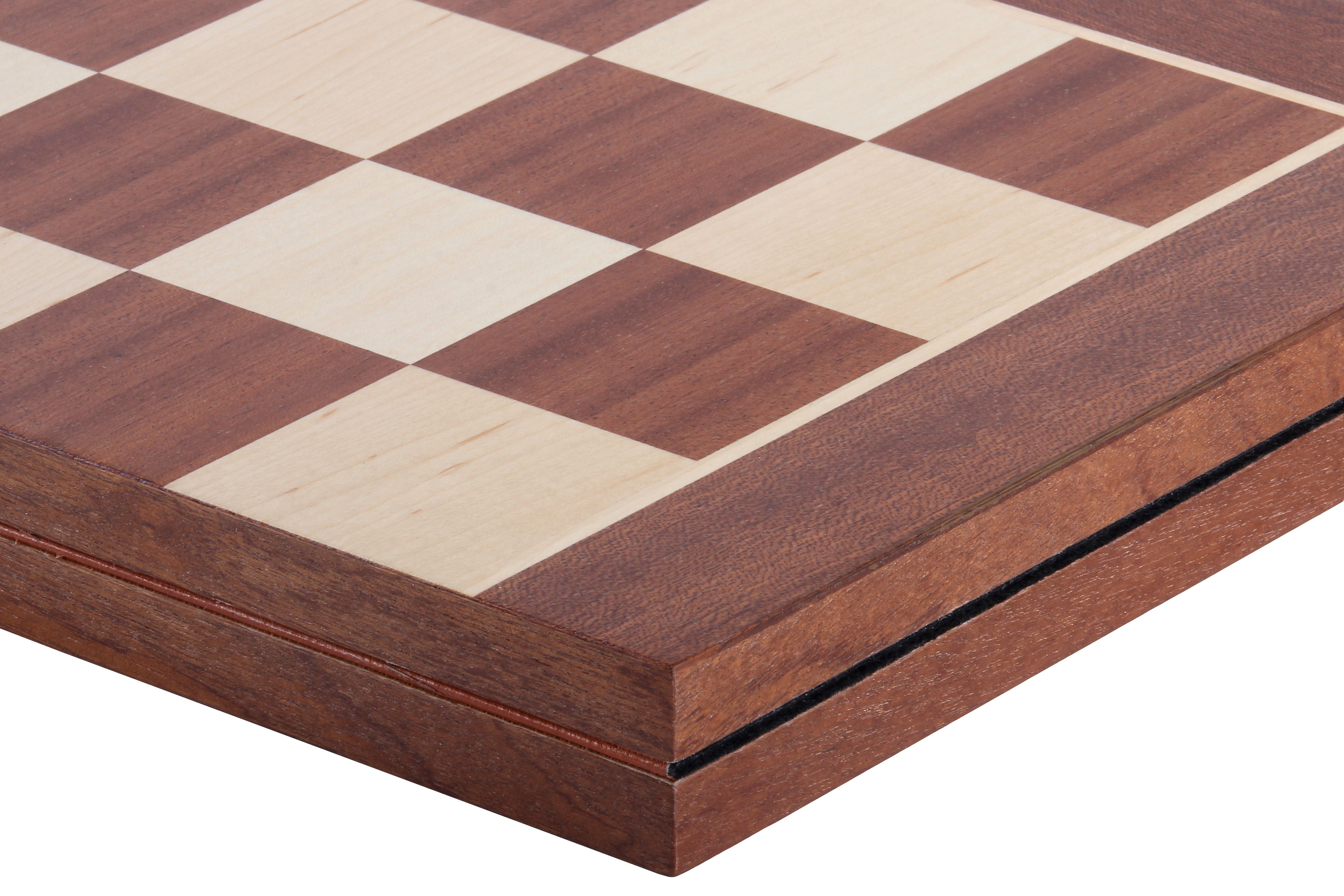 Echiquier pliant en marqueterie de bois d'acajou et sycomore - plateau pliant de Taille 5 sans coordonnées - Echiquier pliant en marqueterie de bois d'acajou et sycomore - plateau pliant de Taille 5 sans coordonnées
