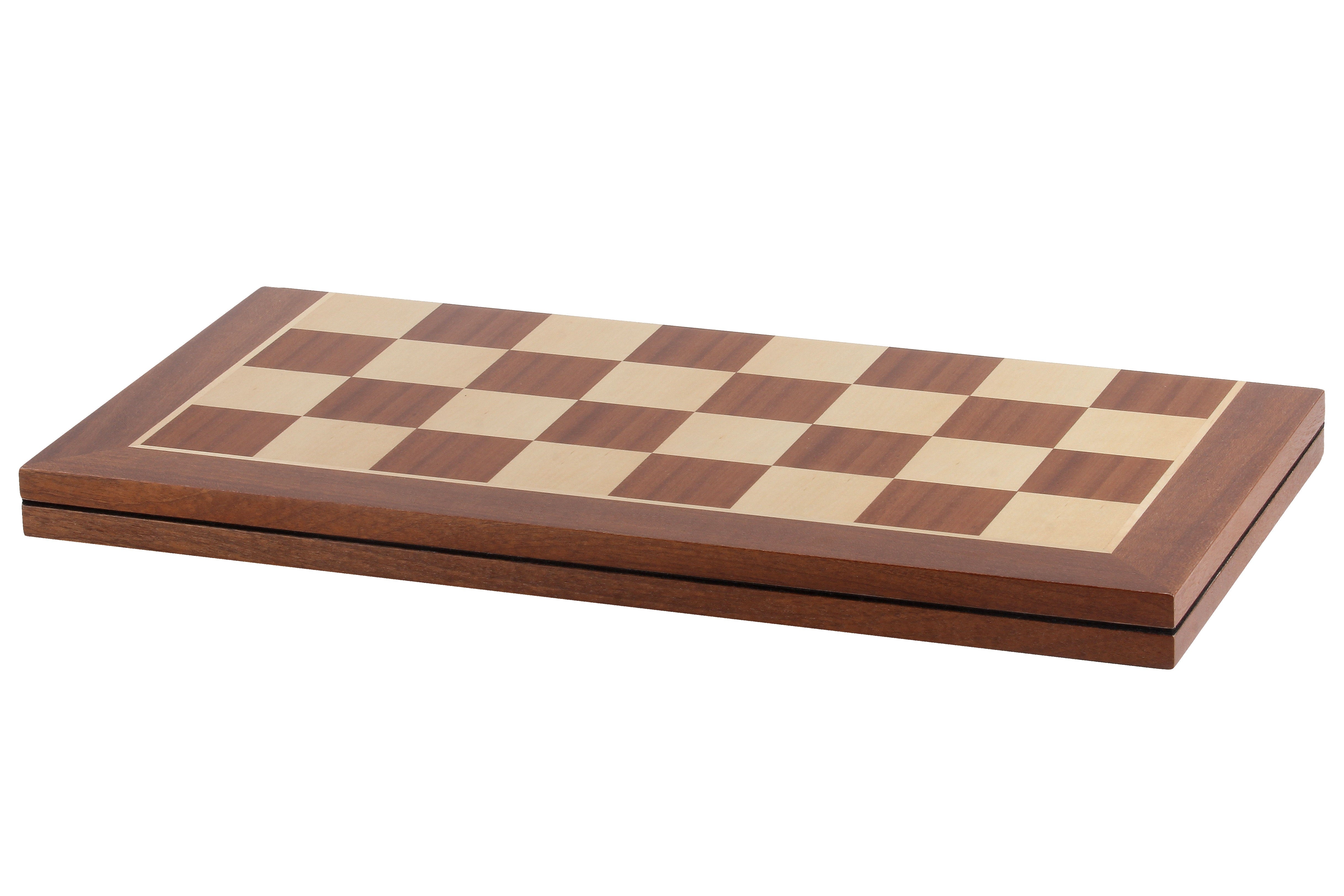 Echiquier pliant en marqueterie de bois d'acajou et sycomore - plateau pliant de Taille 6 sans coordonnées - Echiquier pliant en marqueterie de bois d'acajou et sycomore - plateau pliant de Taille 6 sans coordonnées