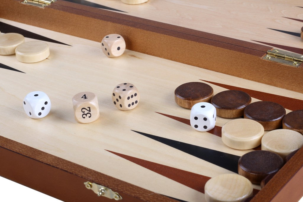 Jeu d'Echecs de Tornoi + Dames + Backgammon en bois de charme, de taille 4 (40,5 x 40,5cm) - Ensemble comprenant trois jeux pour deux joueurs - Jeu d'Echecs de Tornoi + Dames + Backgammon en bois de charme, de taille 4 (40,5 x 40,5cm) - Ensemble comprenant trois jeux pour deux joueurs