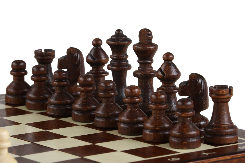 Jeu d'échecs School MINI Brown en bois de charme, pliant, de petite taille (20 x 20cm) - Ensemble Complet - Jeu d'échecs School MINI Brown en bois de charme, pliant, de petite taille (20 x 20cm) - Ensemble Complet