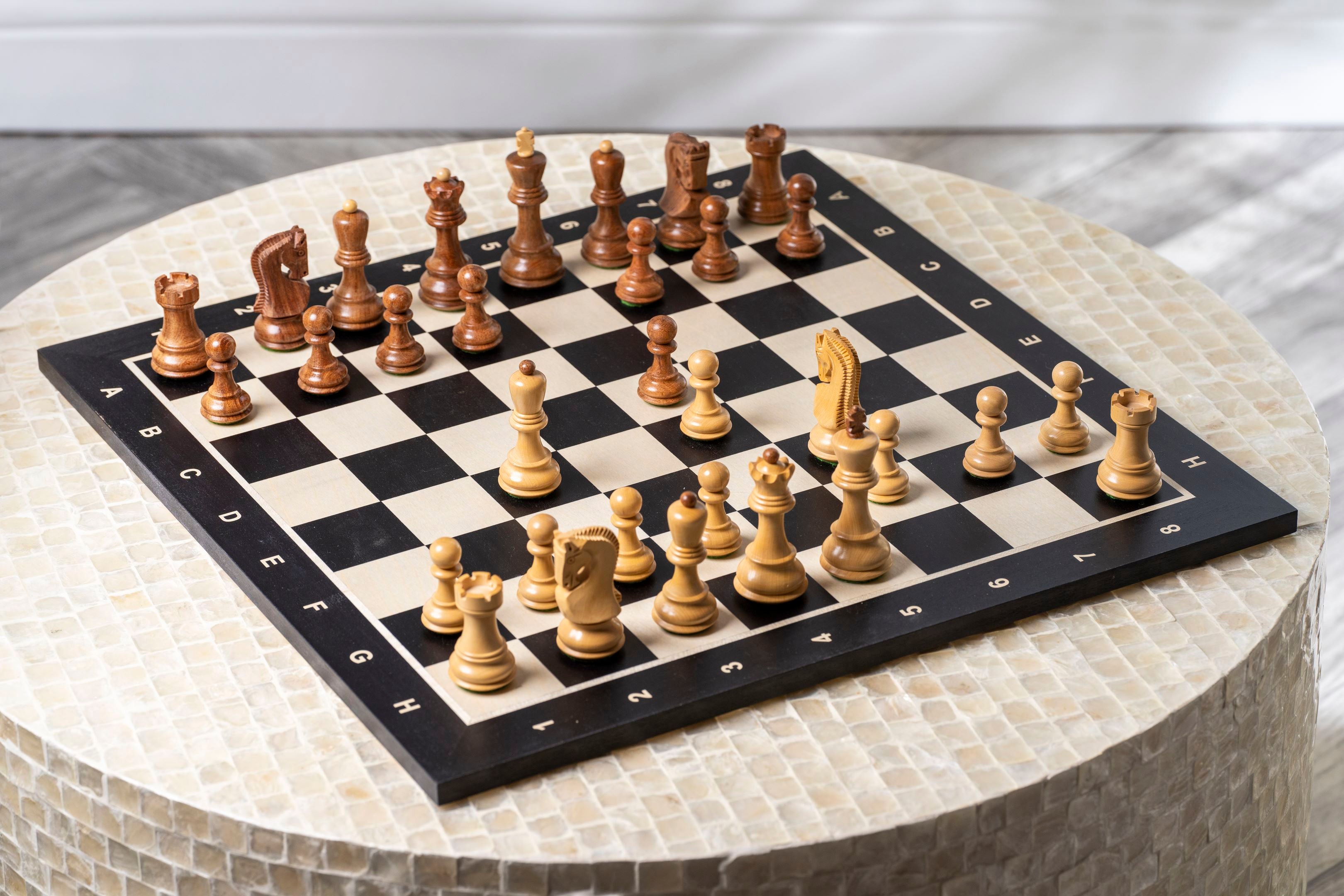 Pièces d'échecs Zagreb en bois d'acacia et de buis - Taille 3,50'' - Pièces d'échecs Zagreb en bois d'acacia et de buis - Taille 3,50''