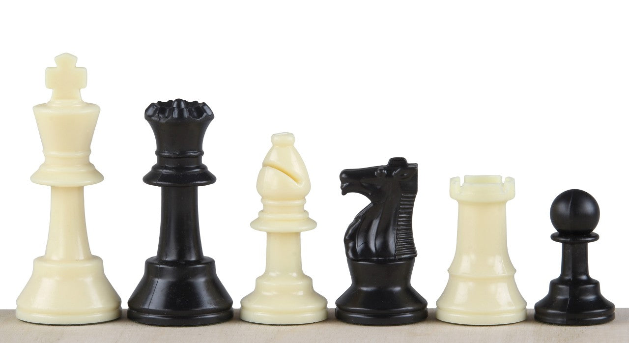 Pièces d'échecs plastique feutrées de taille 3 (roi 64mm), blanches et noires - Pièces d'échecs plastique feutrées de taille 3 (roi 64mm), blanches et noires