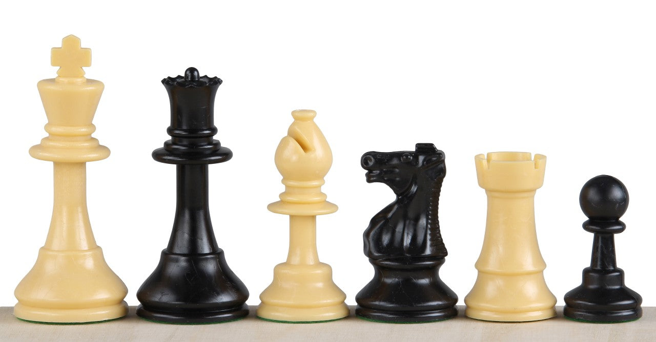 Pièces d'échecs plastique feutrées - pièces blanches et crème de taille 6 - Pièces d'échecs plastique feutrées - pièces blanches et crème de taille 6