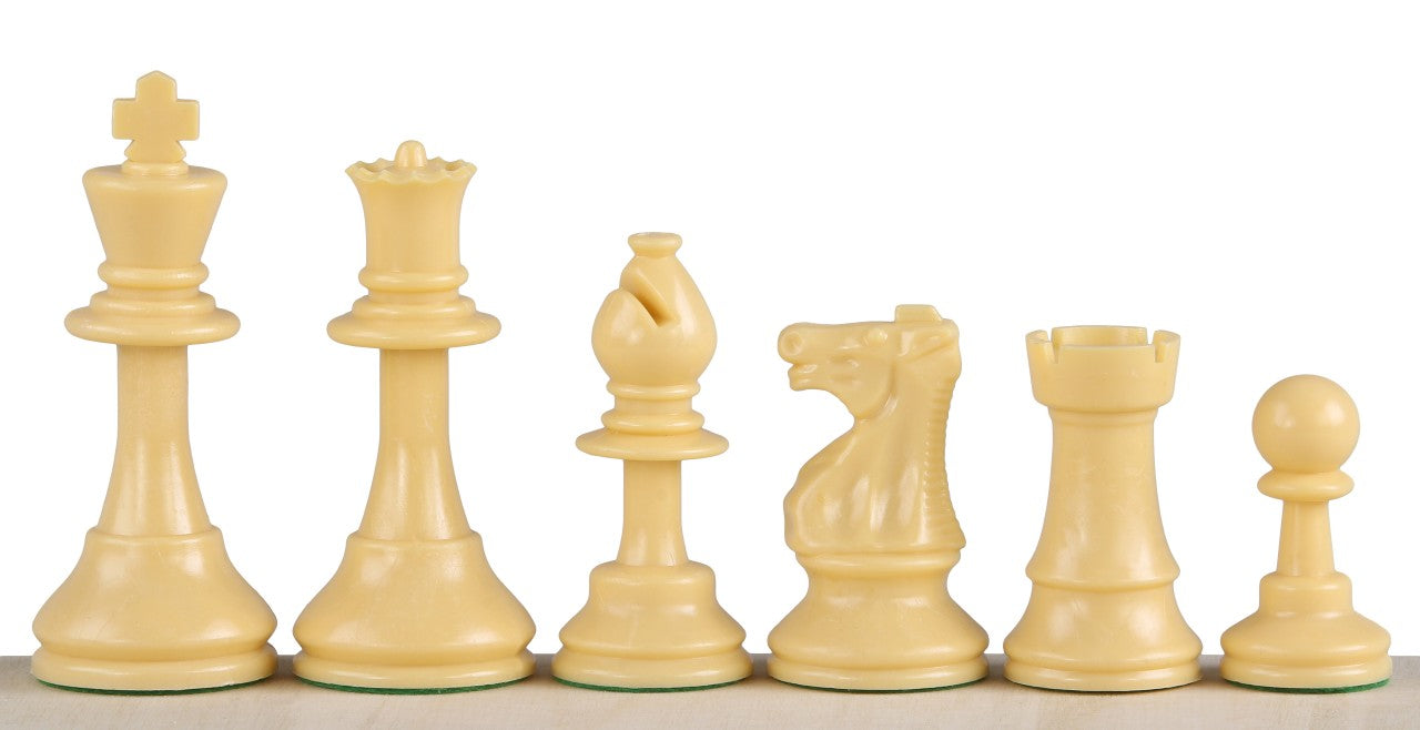 Pièces d'échecs plastique feutrées - pièces blanches et crème de taille 6 - Pièces d'échecs plastique feutrées - pièces blanches et crème de taille 6