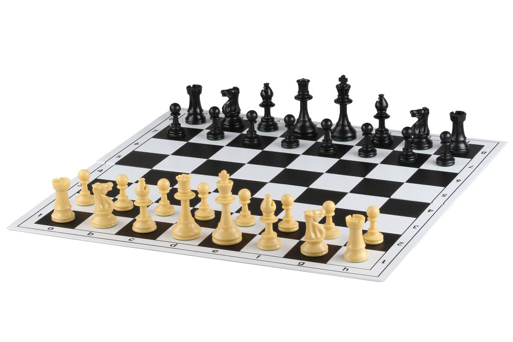 Pièces d'échecs plastique feutrées - pièces blanches et crème de taille 6 - Pièces d'échecs plastique feutrées - pièces blanches et crème de taille 6