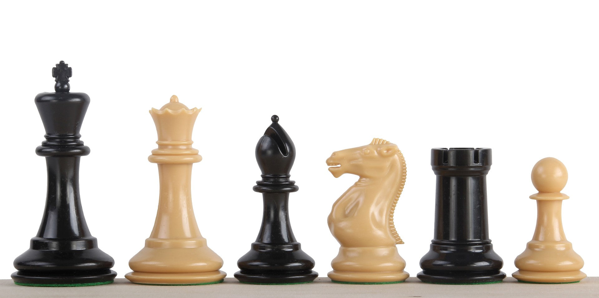 Pièces d'échecs plastique plombées et feutrées - pièces blanches et crème de taille 6 - Pièces d'échecs plastique plombées et feutrées - pièces blanches et crème de taille 6