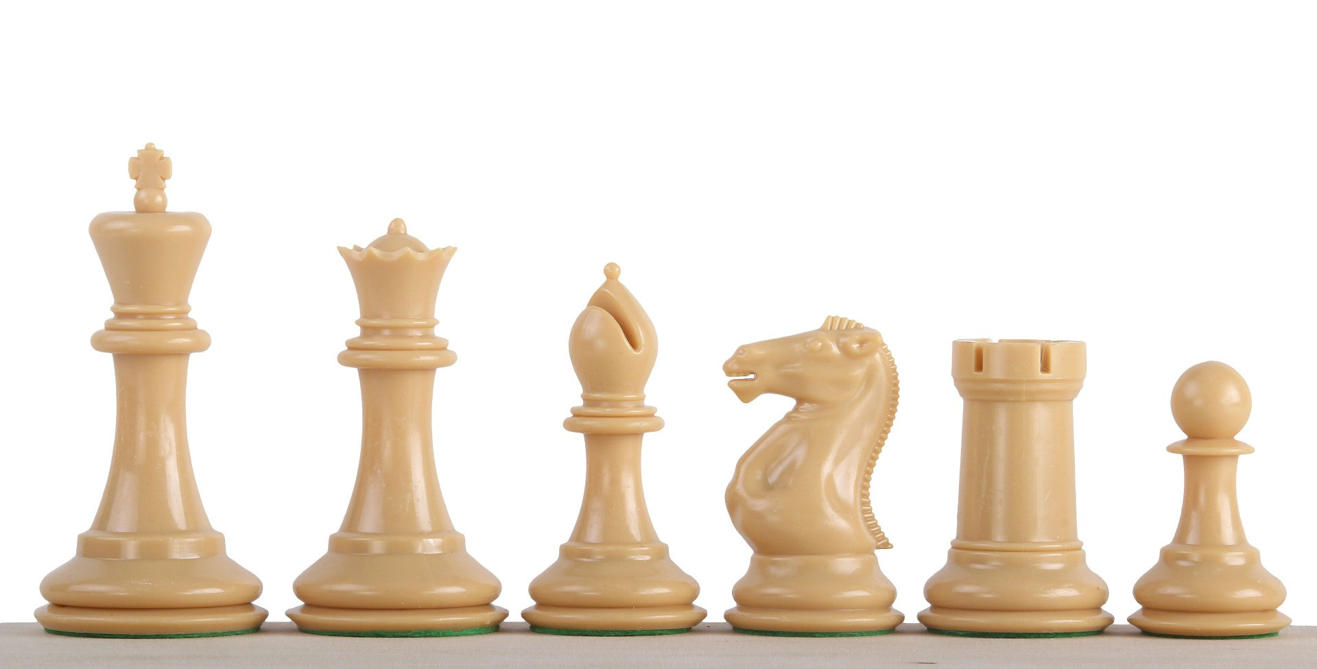 Pièces d'échecs plastique plombées et feutrées - pièces blanches et crème de taille 6 - Pièces d'échecs plastique plombées et feutrées - pièces blanches et crème de taille 6