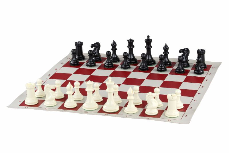 Pièces d'échecs plastique plombées et feutrées Staunton Luxe de taille 6, blanches et noires (roi 95 mm) - Pièces d'échecs plastique plombées et feutrées Staunton Luxe de taille 6, blanches et noires (roi 95 mm)