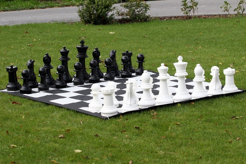 Pièces d'échecs géantes Jardin et extérieur (roi 41 cm) - pièces d'échecs en plastique + échiquier en nylon - Pièces d'échecs géantes Jardin et extérieur (roi 41 cm) - pièces d'échecs en plastique + échiquier en nylon