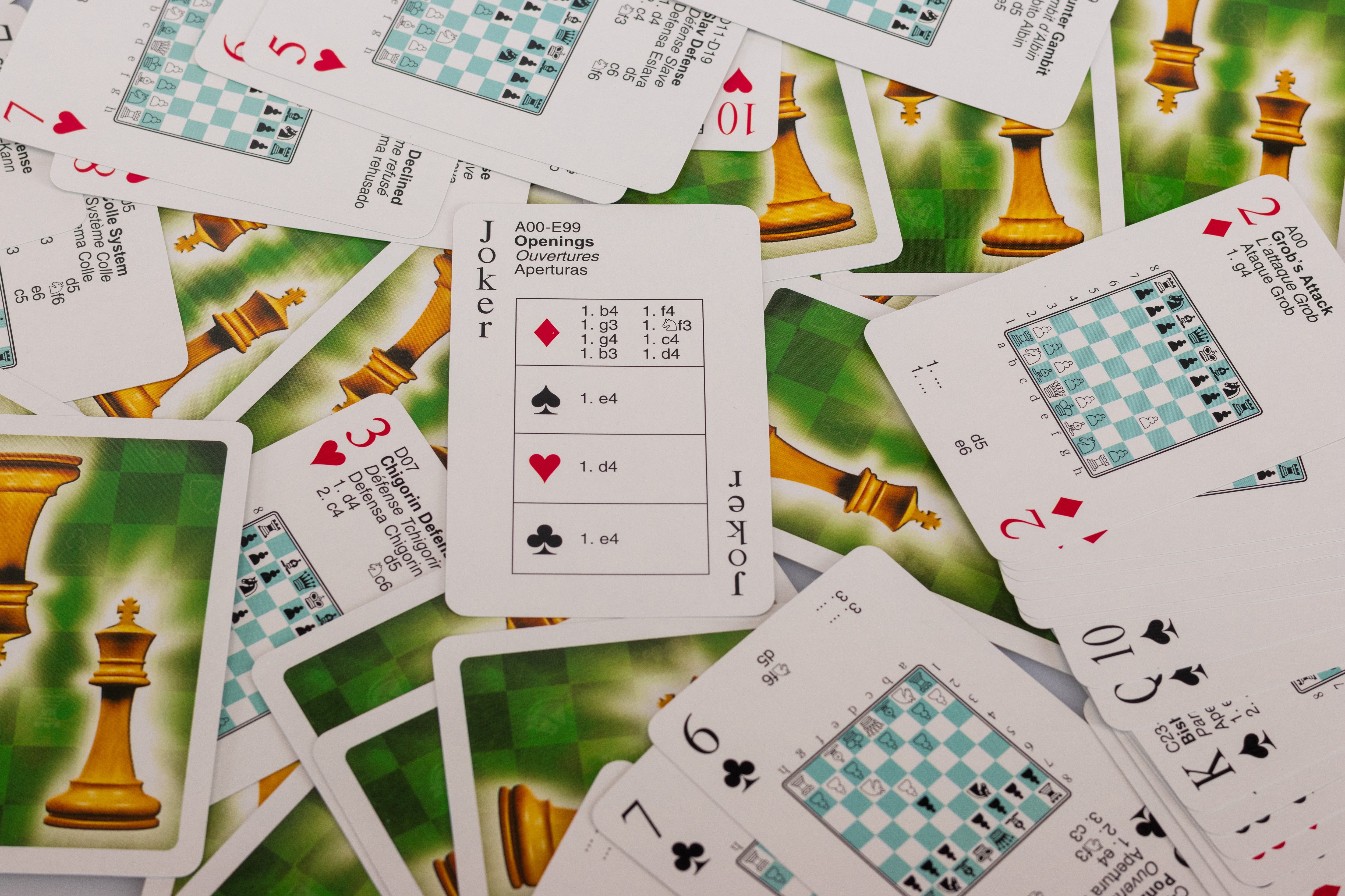 Cartes à jouer - Cartes Ouvertures d'Echecs - Cartes à jouer - Cartes Ouvertures d'Echecs