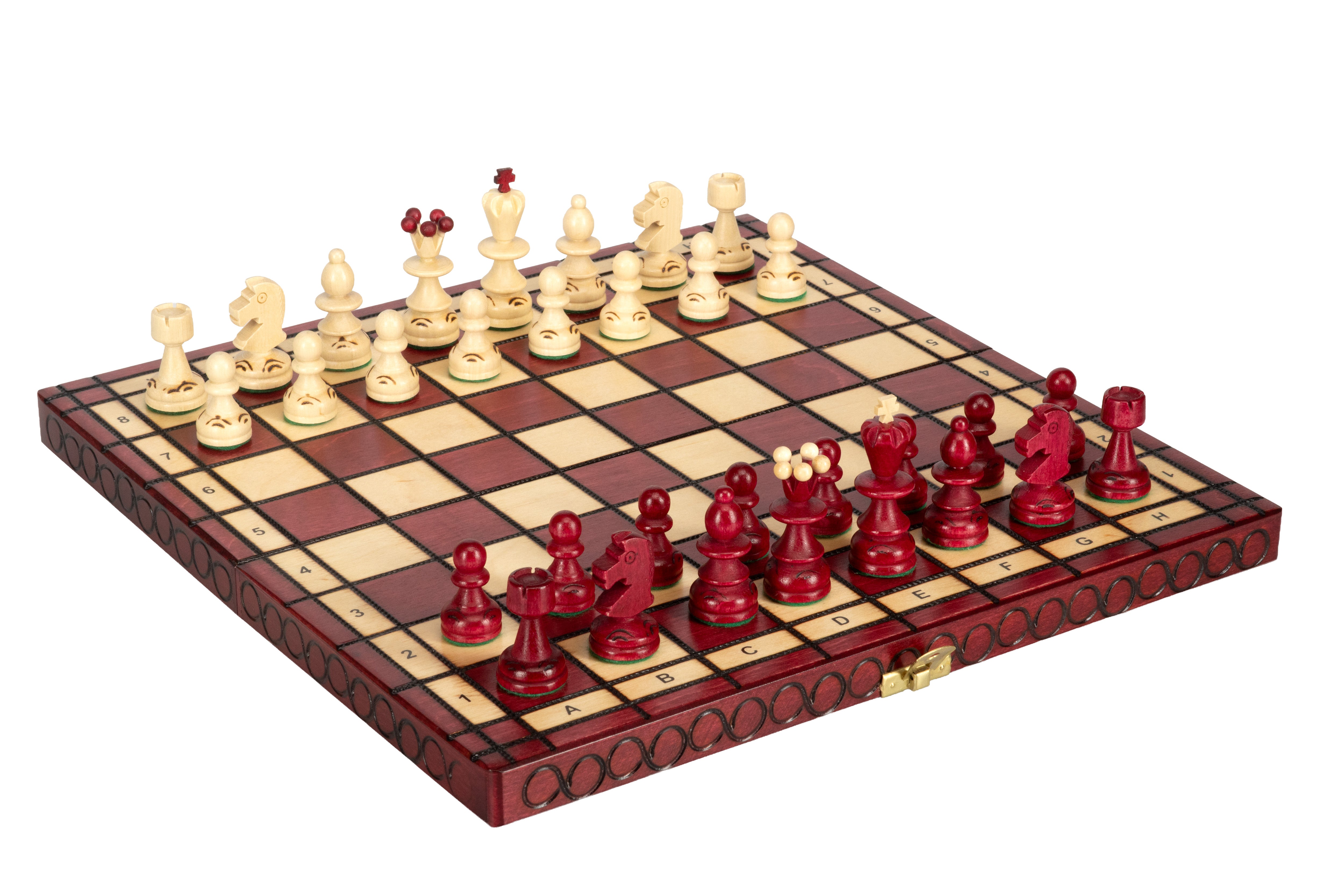 Jeu d'échecs PERLE Rouge (Cerise) en bois de hêtre, de taille moyenne (36 x 36cm) - Ensemble Complet couleur rouge - Jeu d'échecs PERLE Rouge (Cerise) en bois de hêtre, de taille moyenne (36 x 36cm) - Ensemble Complet couleur rouge