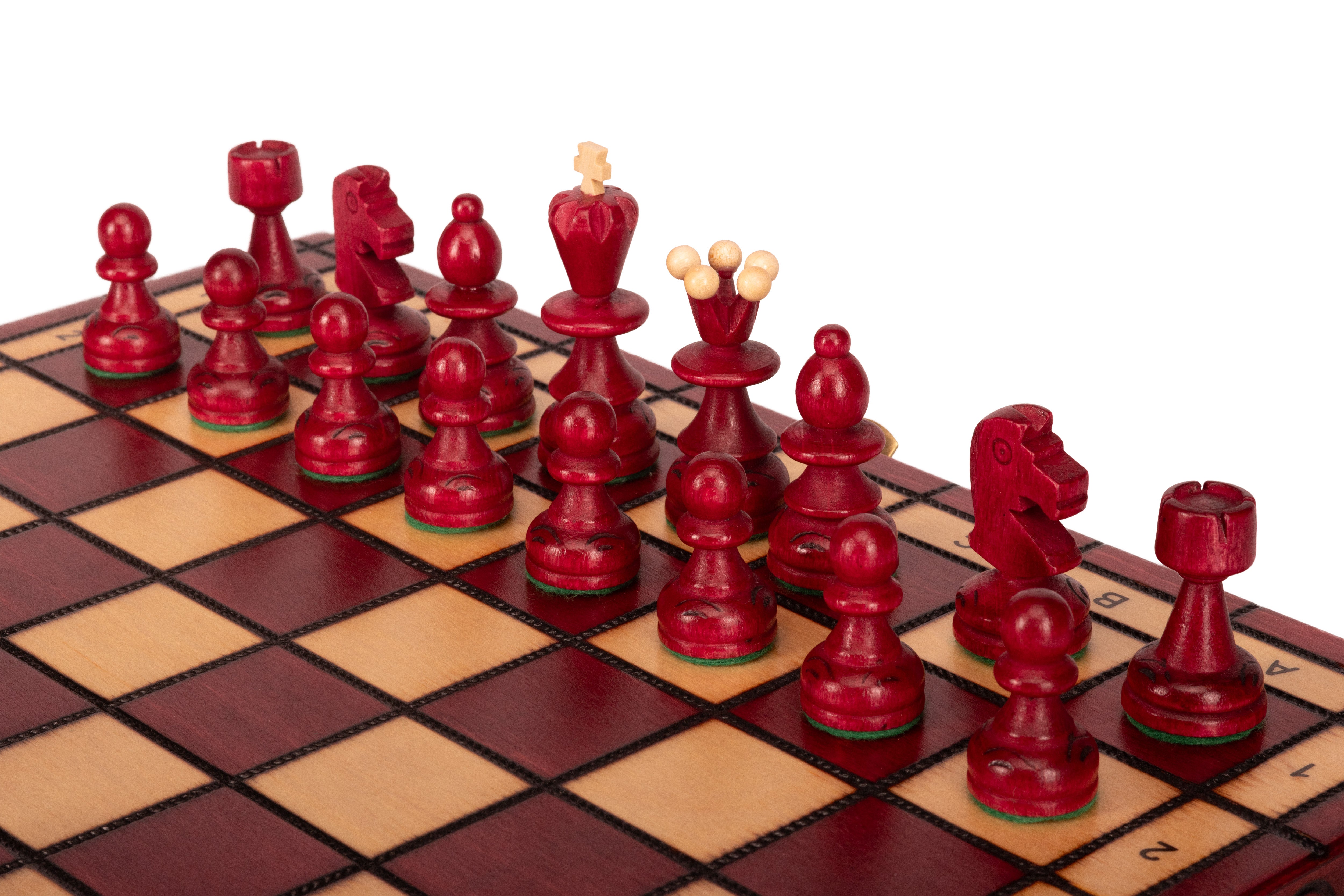 Jeu d'échecs PERLE Rouge (Cerise) en bois de hêtre, de taille moyenne (36 x 36cm) - Ensemble Complet couleur rouge - Jeu d'échecs PERLE Rouge (Cerise) en bois de hêtre, de taille moyenne (36 x 36cm) - Ensemble Complet couleur rouge