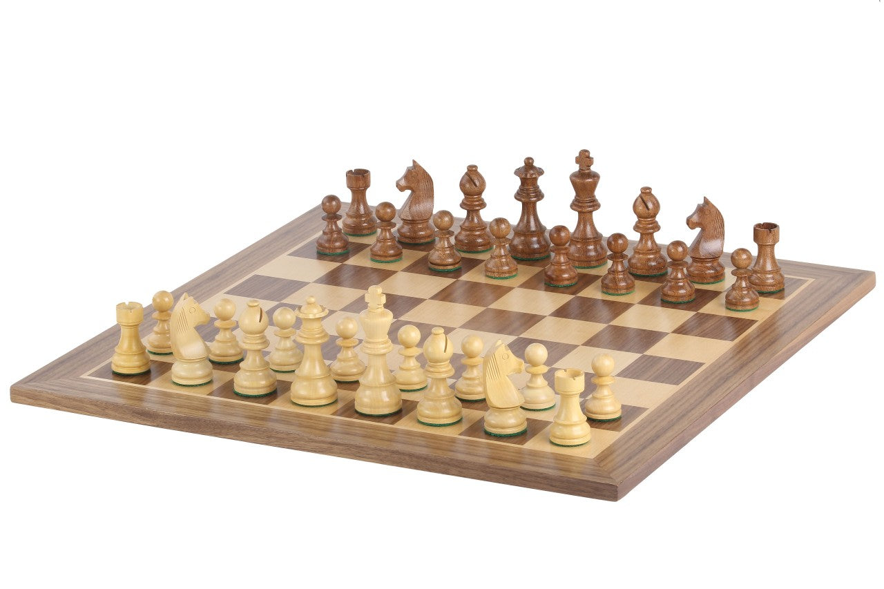 Échiquier en marqueterie de bois de noyer et sycomore + Pièces d'échecs Timeless Acacia - Ensemble de taille 6 - 9977ffd181d690f4a9fc967beb6636fc