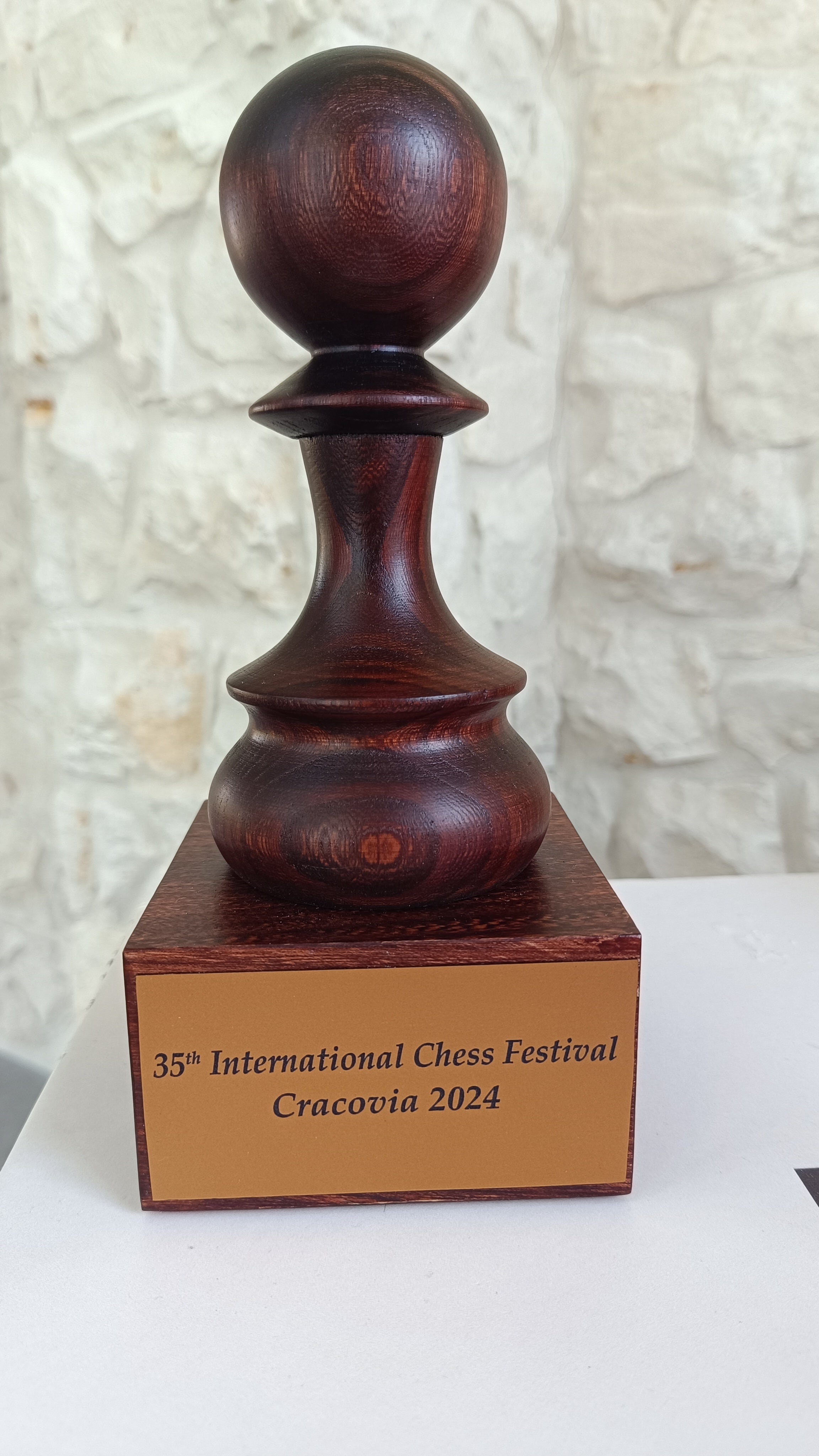 Trophée d'échecs - Pion noir en bois 25cm - Trophée d'échecs - Pion noir en bois 25cm