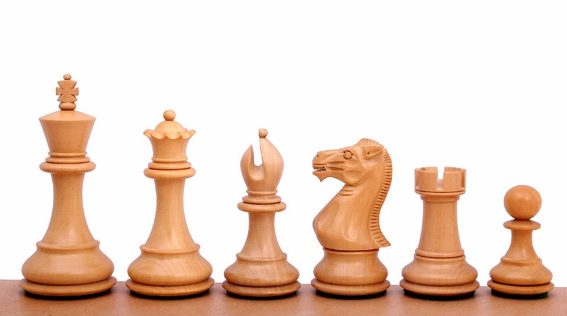 Pièces d'échecs Stallion en bois de buis teinté et naturel - Taille 3,75'' - Pièces d'échecs Stallion en bois de buis teinté et naturel - Taille 3,75''