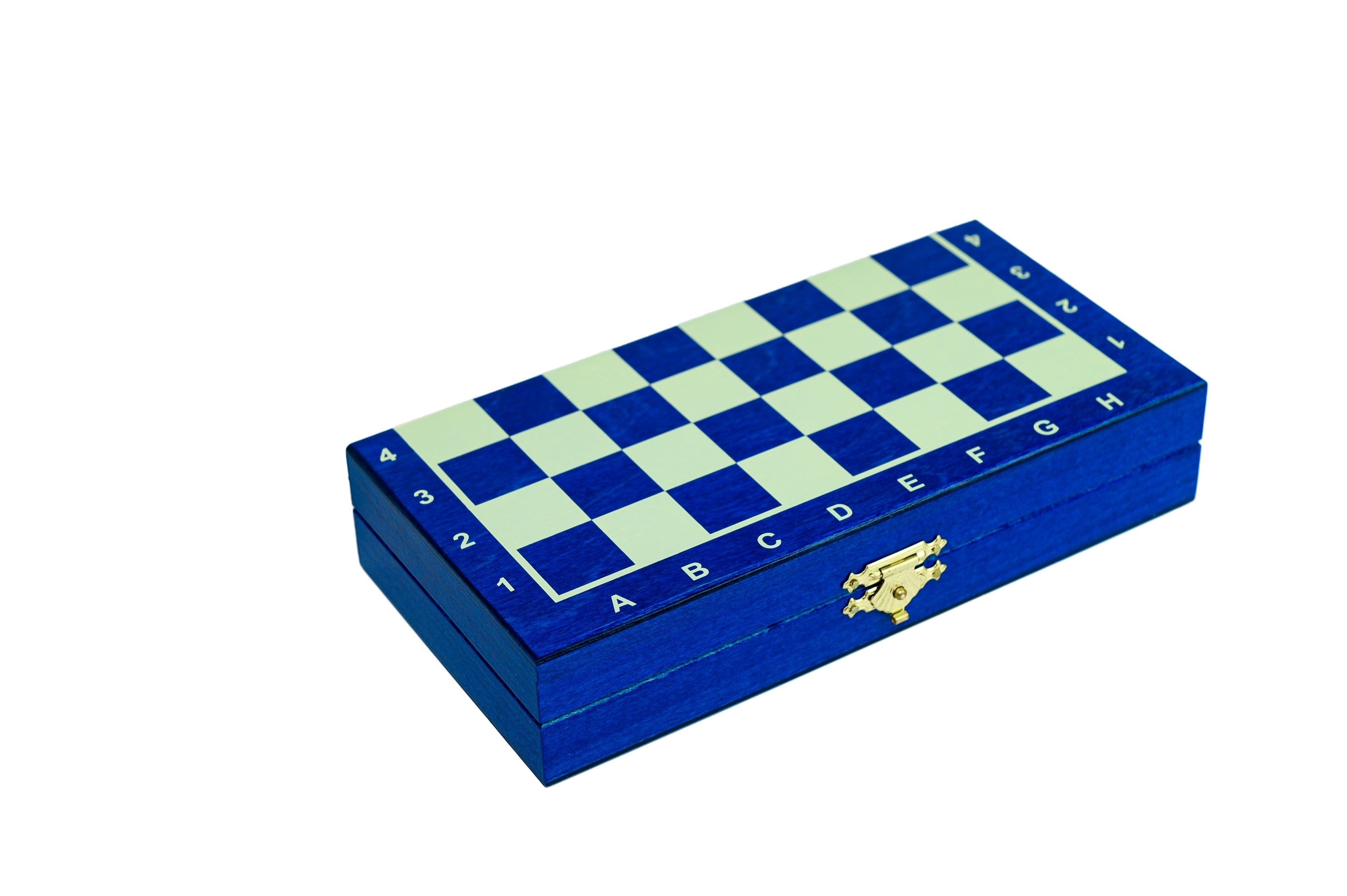Jeu d'échecs MAGNETIQUE MINI Blue en bois de charme, pliant, de petite taille (20 x 20cm) - Ensemble Complet - Jeu d'échecs MAGNETIQUE MINI Blue en bois de charme, pliant, de petite taille (20 x 20cm) - Ensemble Complet