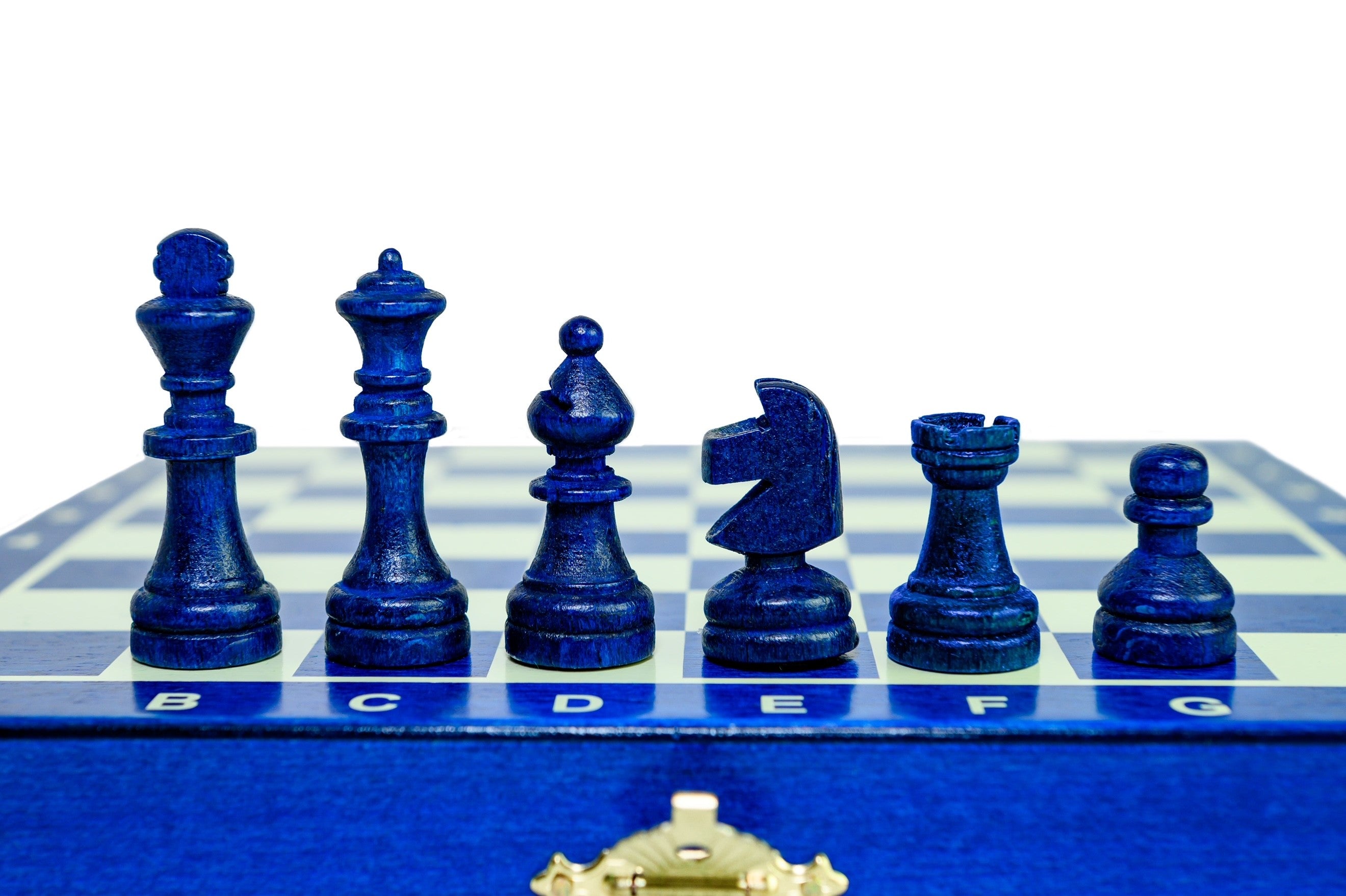 Jeu d'échecs School MINI Blue en bois de charme, pliant, de petite taille (20 x 20cm) - Ensemble Complet - Jeu d'échecs School MINI Blue en bois de charme, pliant, de petite taille (20 x 20cm) - Ensemble Complet