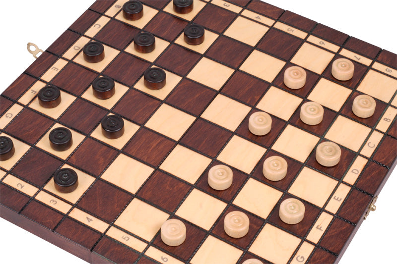 Jeu d'Echecs et de Dames Pliable en bois de charme, de petite taille (35 x 35cm) - Ensemble comprenant deux jeux pour deux joueurs - Jeu d'Echecs et de Dames Pliable en bois de charme, de petite taille (35 x 35cm) - Ensemble comprenant deux jeux pour deux joueurs