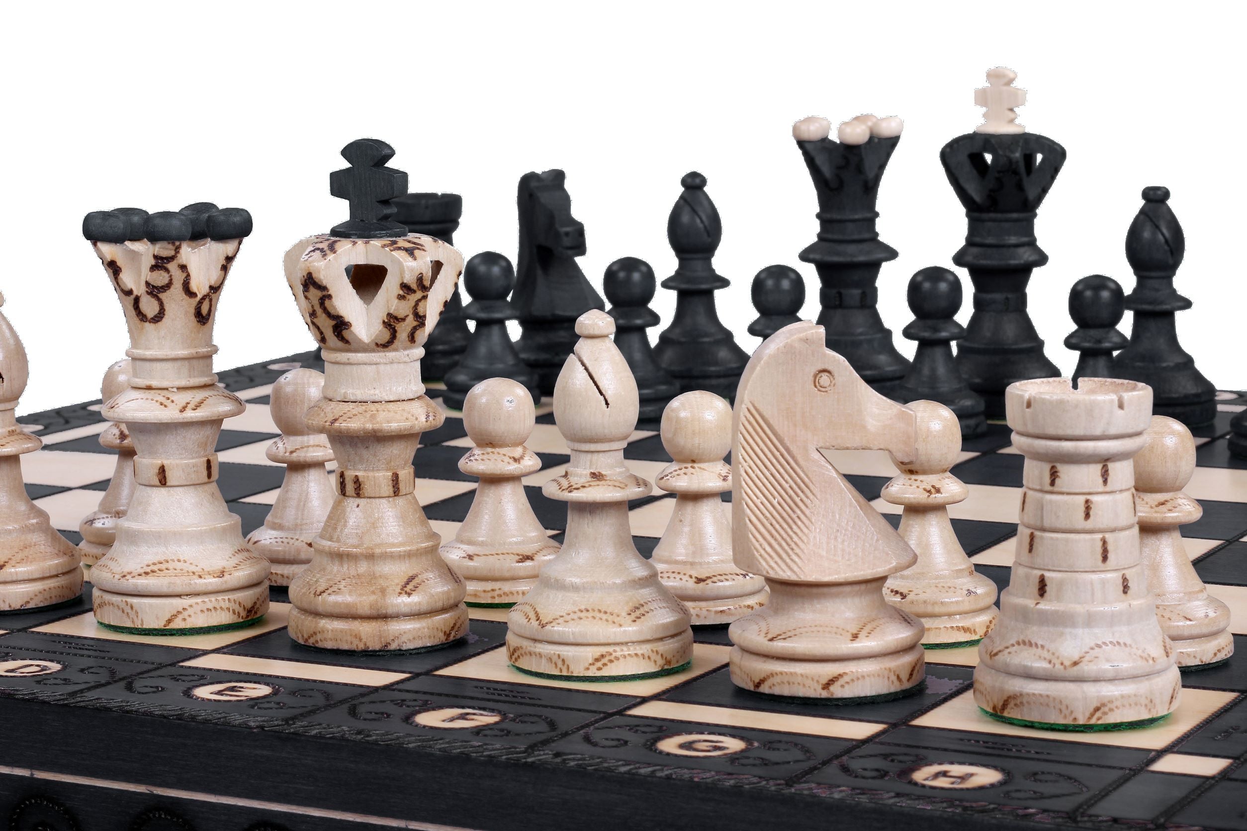 Jeu d'échecs AMBASSADEUR Bleu en bois de charme, de grande taille (54 x 54cm) - Ensemble Complet - Jeu d'échecs AMBASSADEUR Bleu en bois de charme, de grande taille (54 x 54cm) - Ensemble Complet