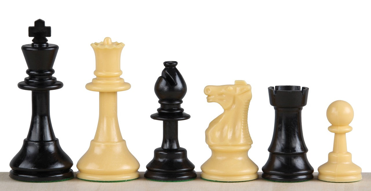 Pièces d'échecs plastique feutrées - pièces blanches et crème de taille 6 - Pièces d'échecs plastique feutrées - pièces blanches et crème de taille 6