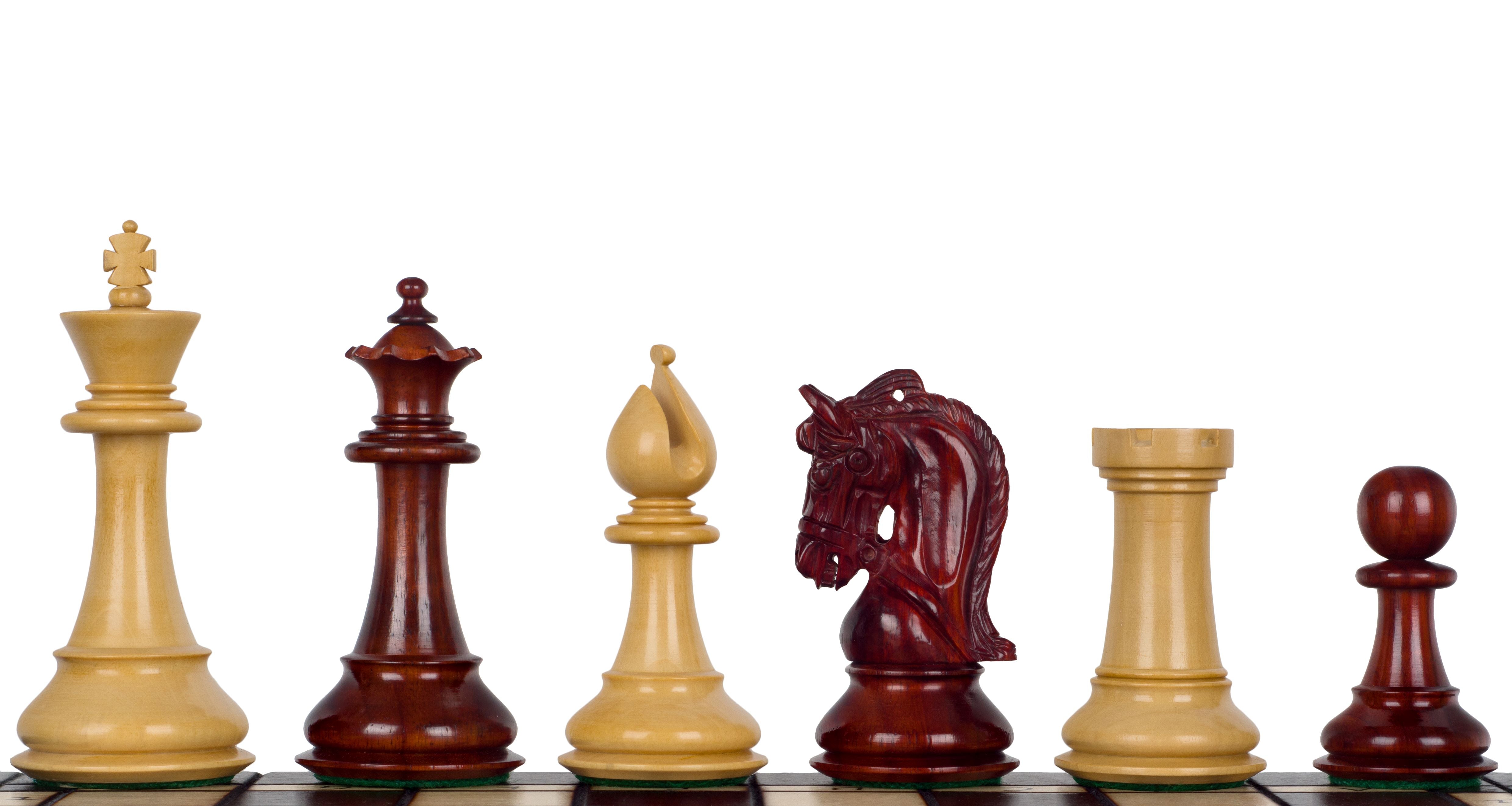 Pièces d'échecs Corinthian Redwood en bois de padouk et buis - Taille 4,00'' - Pièces d'échecs Corinthian Redwood en bois de padouk et buis - Taille 4,00''
