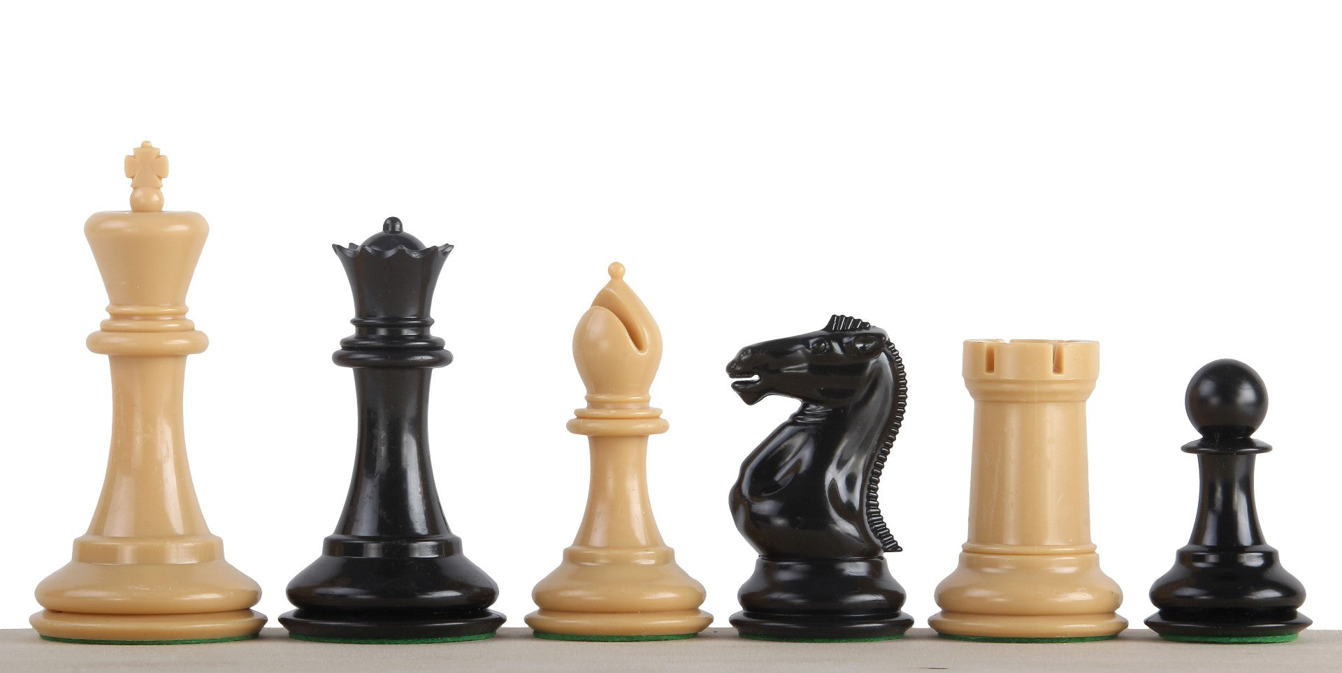 Pièces d'échecs plastique plombées et feutrées - pièces blanches et crème de taille 6 - Pièces d'échecs plastique plombées et feutrées - pièces blanches et crème de taille 6