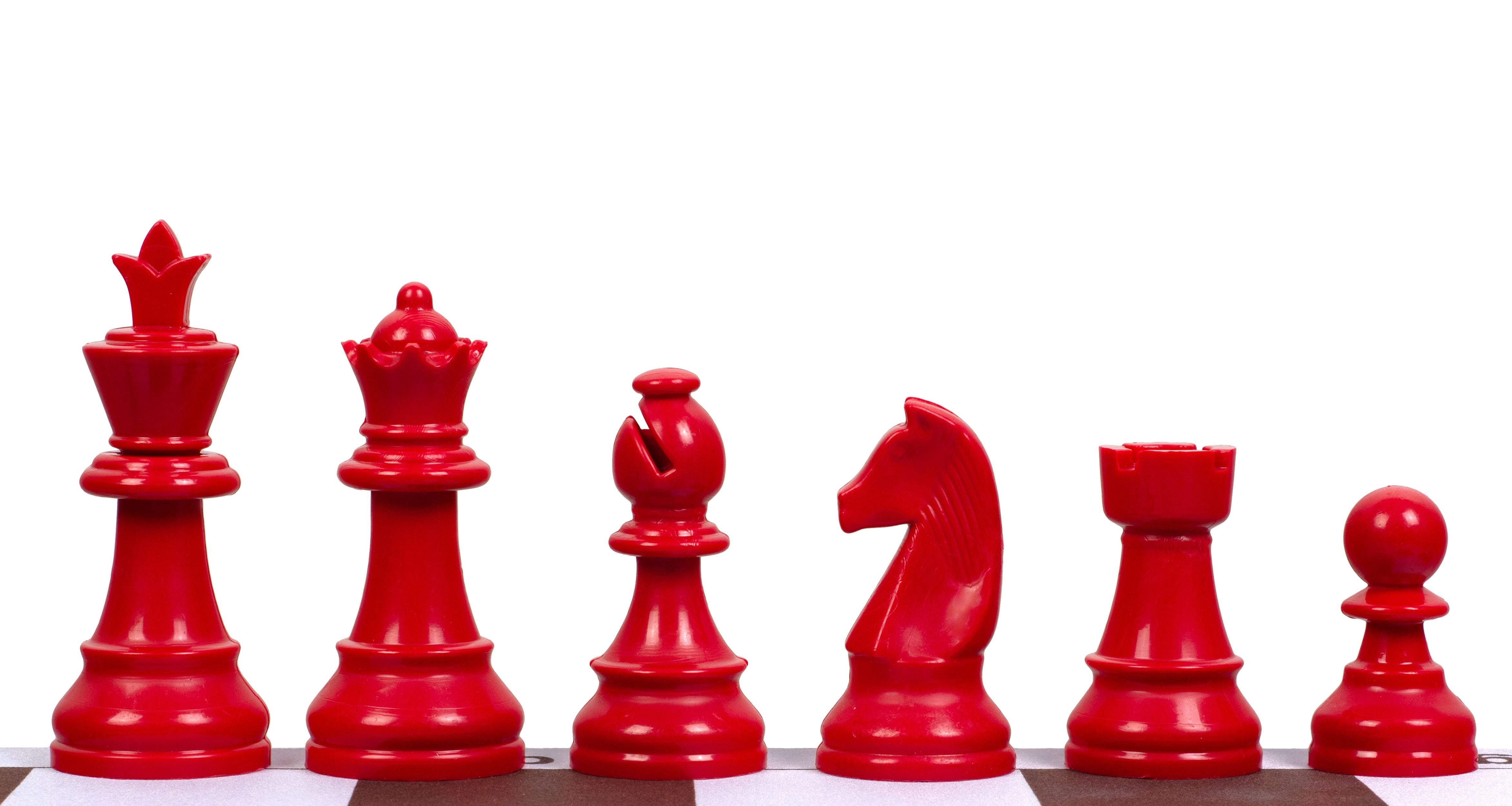 Pièces d'échecs en plastique Staunton, rouges de taille 6 (roi 95mm) - Pièces d'échecs en plastique Staunton, rouges de taille 6 (roi 95mm)