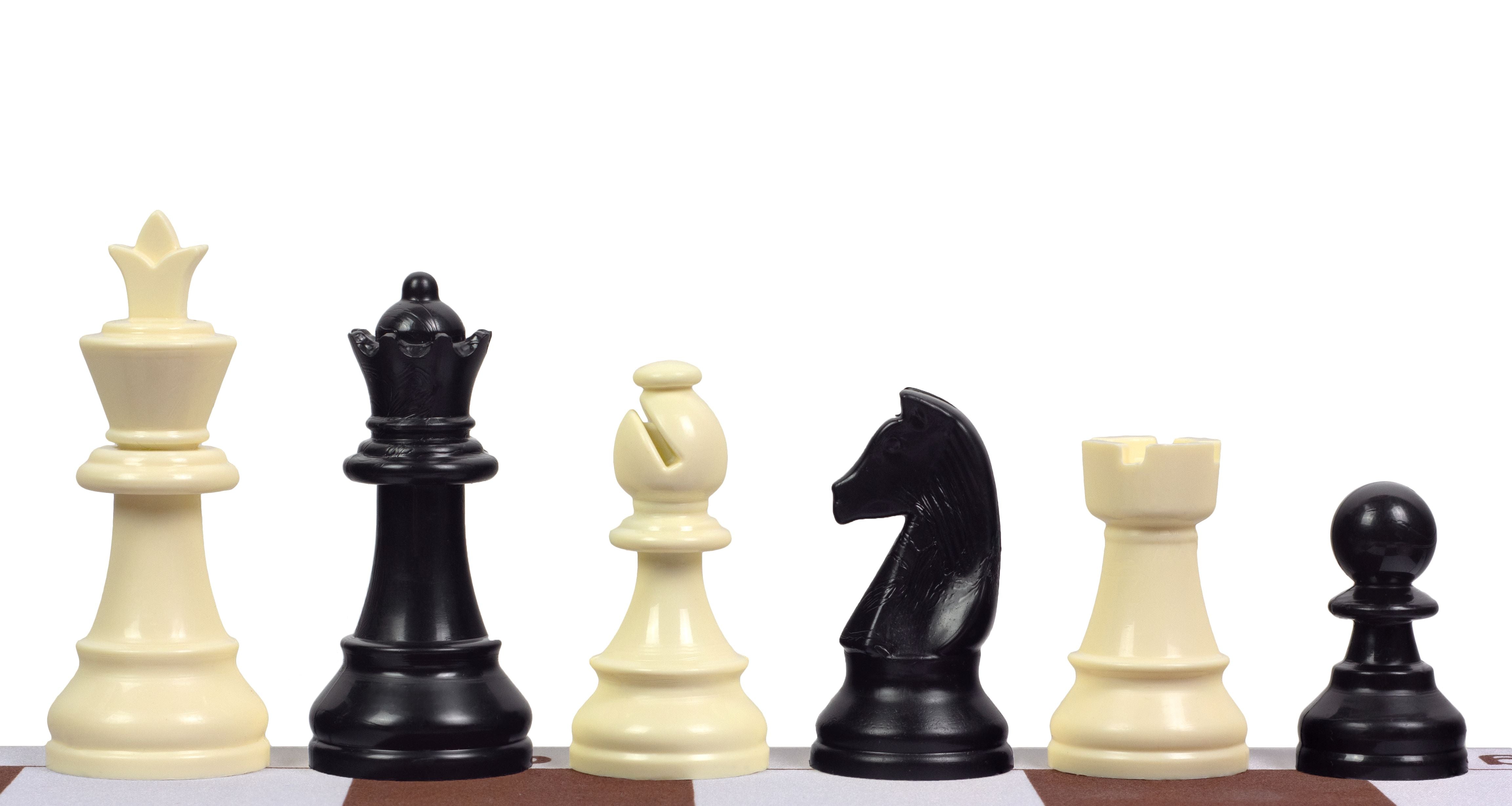Pièces d'échecs en plastique Staunton, noires et blanches de taille 6 (roi 95mm) - Pièces d'échecs en plastique Staunton, noires et blanches de taille 6 (roi 95mm)